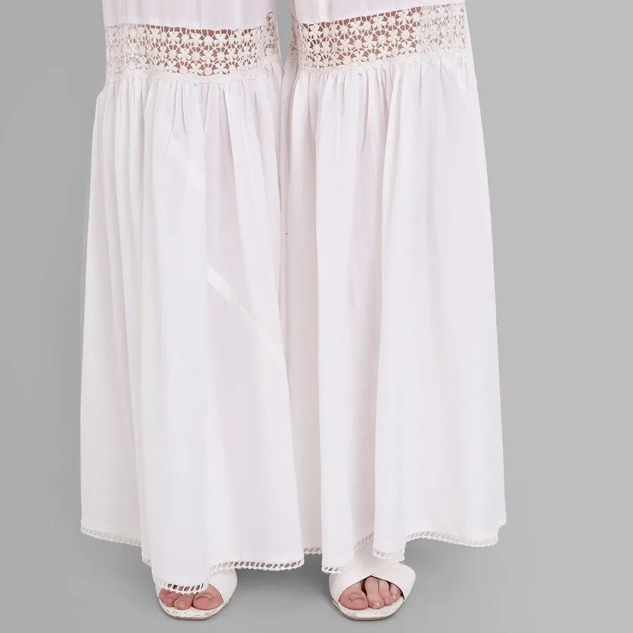 White Cotton Hakoba Lace Gharara Pants