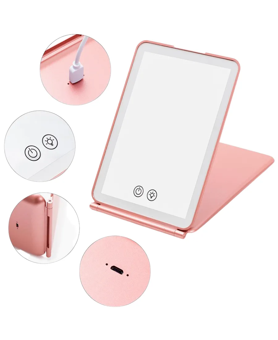 White Foldable LED Makeup Mirror