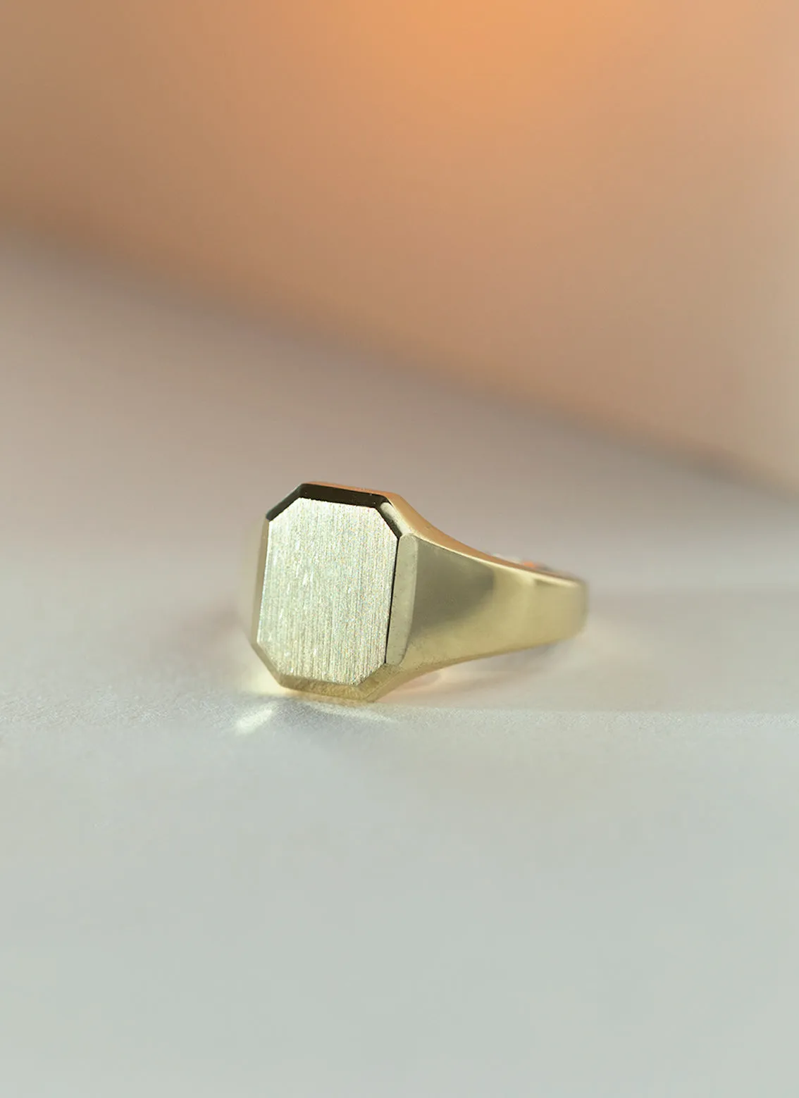 Woody signet ring 14k gold